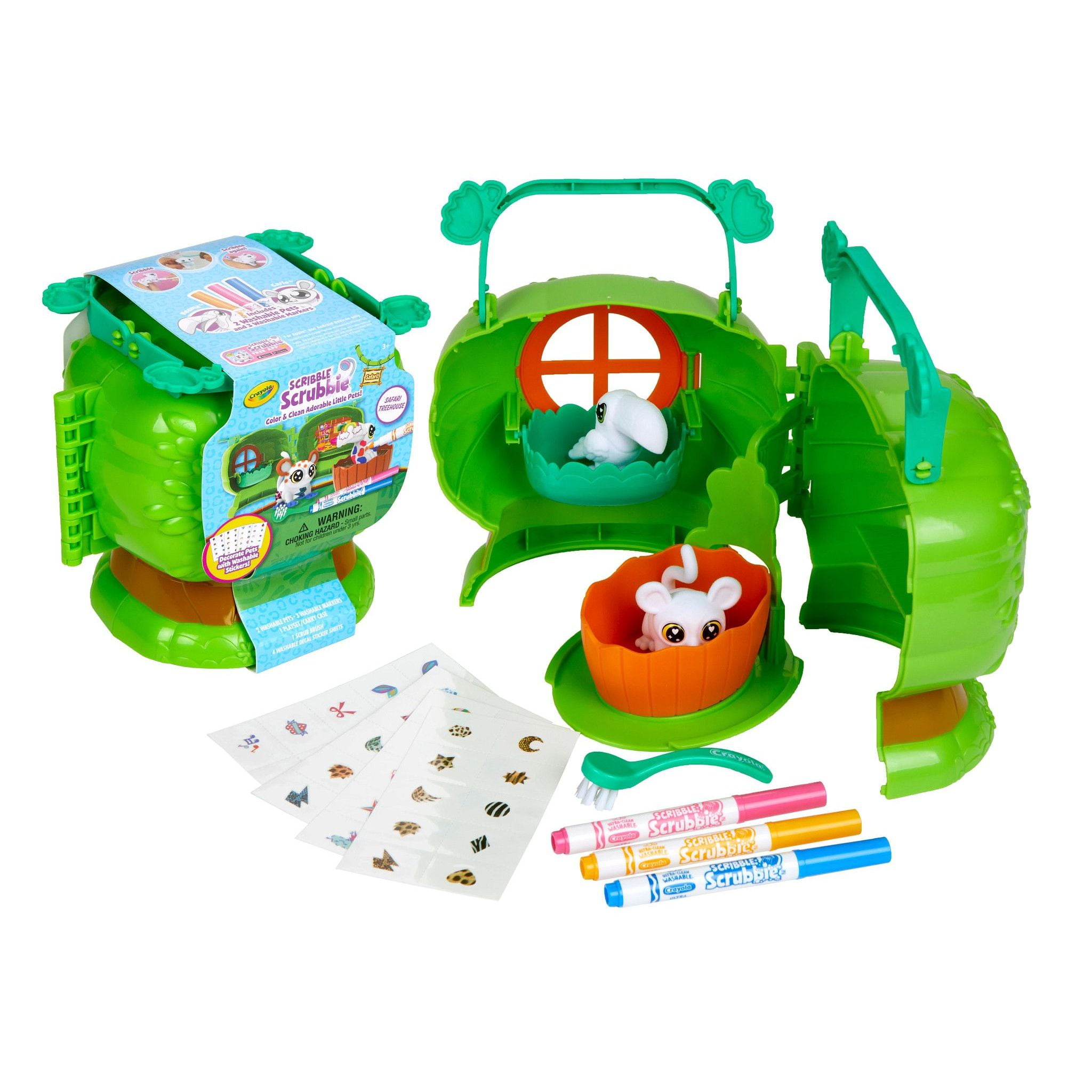 Crayola Scribble Scrubbie Pets Safari Treehouse, Toy Storage Case, Gift for Kids