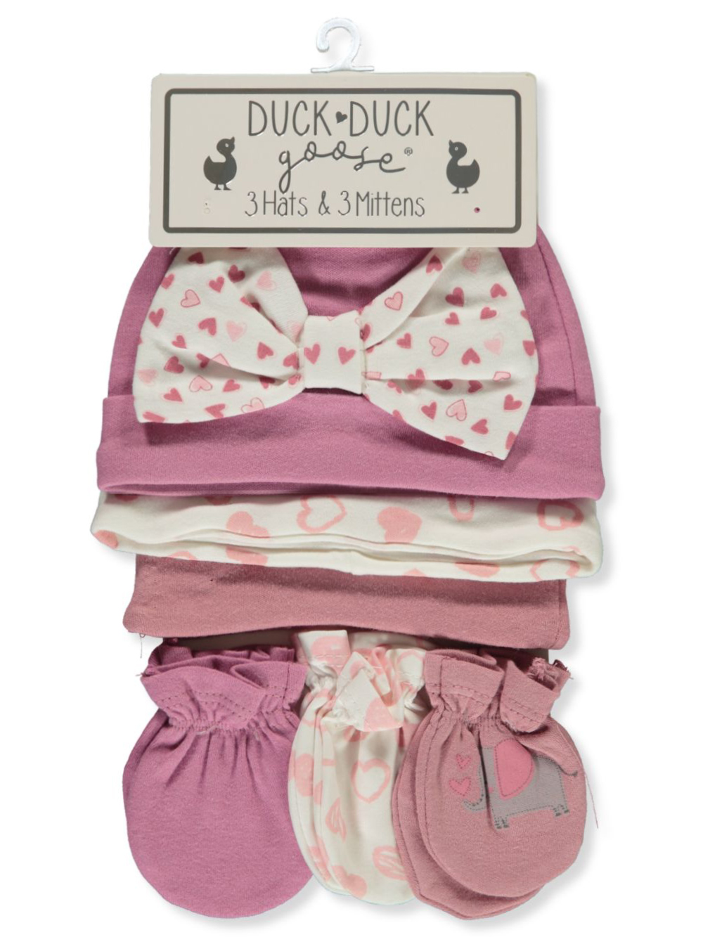 Duck Duck Goose Baby Girls' 6Pack Hats And Mittens Set fuchsia/multi