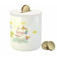 thumbnail image 3 of Unicorn Piggy Bank, Mystic Unicorn Girl Sitting on Fluffy Clouds and Hunting Image Print, Ceramic Coin Bank Money Box for Cash Saving, 3.6" X 3.2", Yellow Green, by Ambesonne, 3 of 4