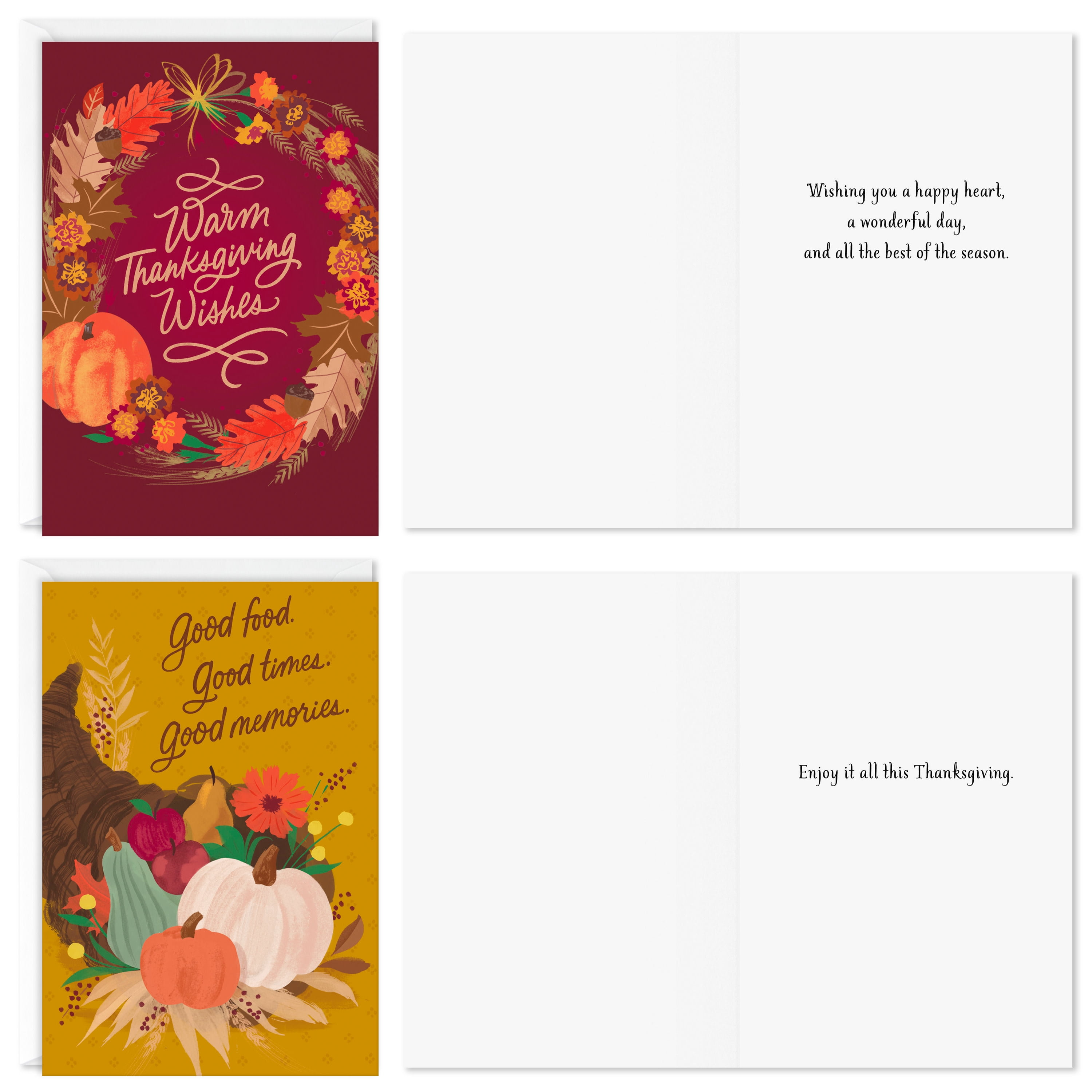 Hallmark Assorted Thanksgiving Cards (Warm Wishes and Traditions), 8 Count