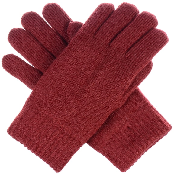 Women's Toasty Warm Plush Fleece Lined Knit Winter Gloves (Rust)