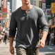 thumbnail image 1 of pstuiky Camisas casuales de manga larga para hombre, Blusas casuales con botones y cuello redondo de manga larga con degradado para hombre tops de invierno para hombre l, 1 of 9
