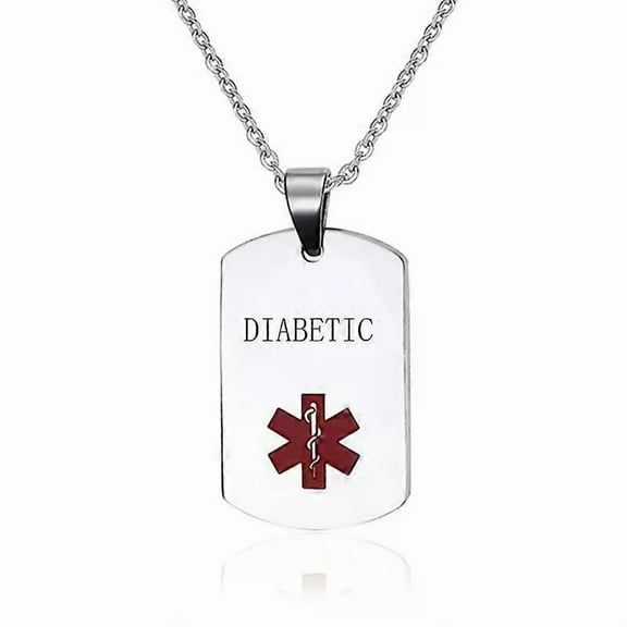 Stainless Steel Medical Diabetic Type 1 Type 2 Diabetes Epilepsy Allergy Copd Alert Tag Pendant Necklace For Men Women