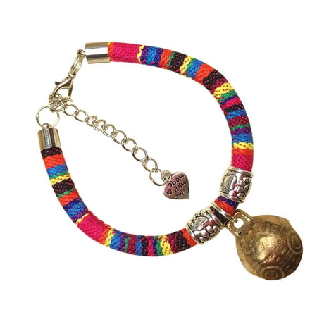 LANBOWO New Pet Leash Collar With Big Bell Colorful Ethnic Style Kitten Puppy Necklace Collars for Cats