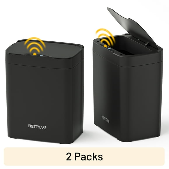 2 Pack Bote de Basura Inteligente con Sensor 14L para Baño y Cocina PrettyCare Negro