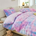 thumbnail image 2 of RYNGHIPY 3PCS King Size Comforter Set Blue Purple Women Faux Rabbit Fur Bedding Set Tie-Dyeing Bedding Comforter Sets Fluffy Plush Bed Comforter Set, 2 of 8