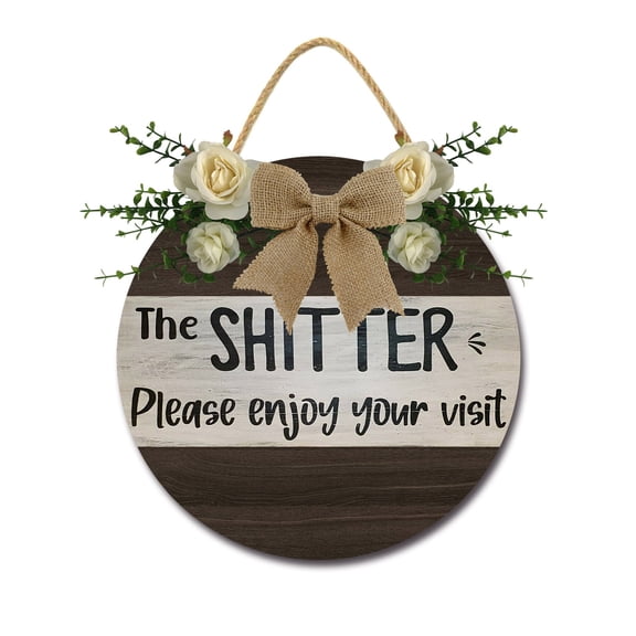 Eveokoki The Shi*ter Please Enjoy Your Visit Signs for Bathroom Decor- Modern Farmhouse Bathroom Decor Wall Art- Funny Bathroom Wooden Sign Home Décor,12In