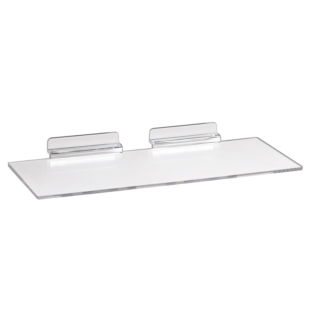 10 x Slatwall Shelves Perspex 12'' x 6'' Display Shelf Slatboard Shelving Clear 