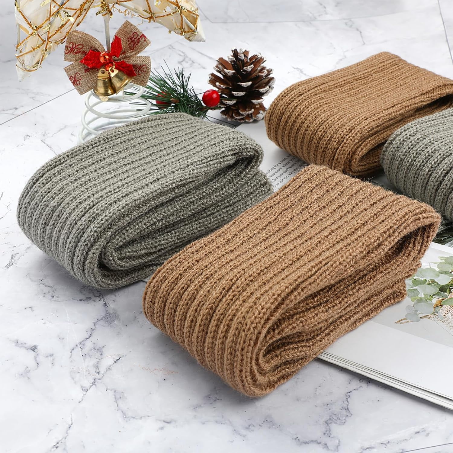 PHOGARY 3 Pairs Winter Fingerless Gloves - Knitted Arm Warmers With Faux Fur For Women, Office Typing & Outdoor Wear