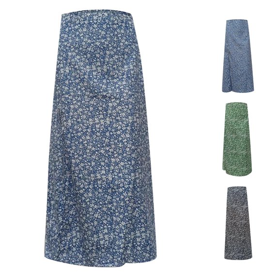 Wxolcjlv Womens Ditsy Floral Maxi Skirt Cut Mid Rise Waist Flowy Silhouette Casual Skirts