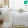 thumbnail image 2 of PHF Waffle Duvet Cover Set King Size, 3 Pieces Soft Breathable Bedding Comforter Cover for All Seasons, Waffle Textured Duvet Cover with 2 Pillow Shams Bedding Collection, 104"x90", White, 2 of 6