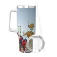 thumbnail image 2 of Pofeuu SpongeBob SquarePants Tasse à Glace en Acier Inoxydable 40OZ avec Poignée et Paille pour Plage/voyage, 2 of 8