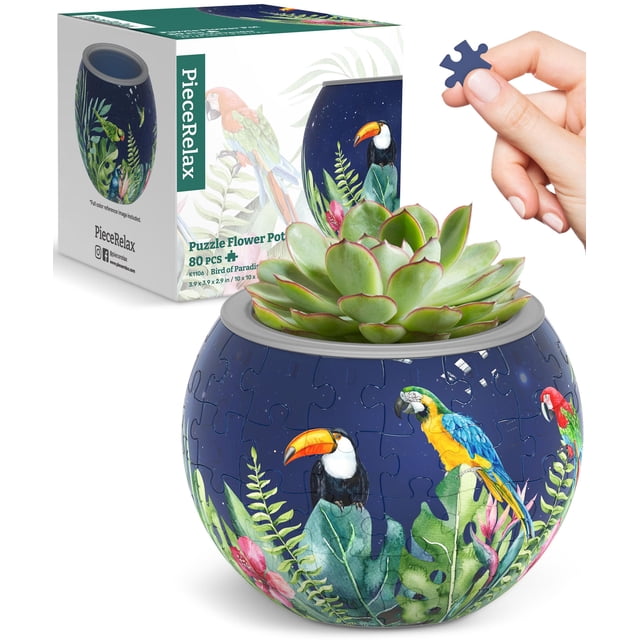 Maceta de rompecabezas 3D Piece Relax con forma de pájaro del paraíso