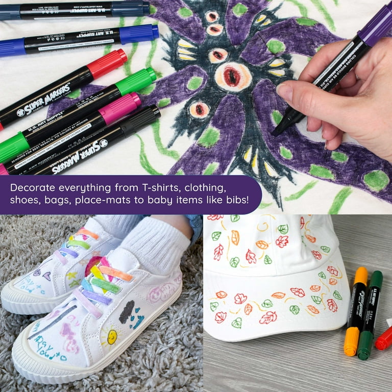 U.S. Art Supply Crazy Colors Dual Tip Fabric Markers 20 Color Set