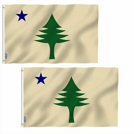Anley 2 Pack 3x5 Foot Maine State Flag - Maine ME 1901-1909 Flags Polyester