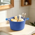thumbnail image 2 of Storage Basket Woven From Cotton Rope with Beaded Handles, Multi-Use Desktop Bin for Toy and Small Item Organization, Decorative Woven Basket for Nursery, Dorm, Bedroom 7.87" X 7.87" X 4.72", 2 of 6