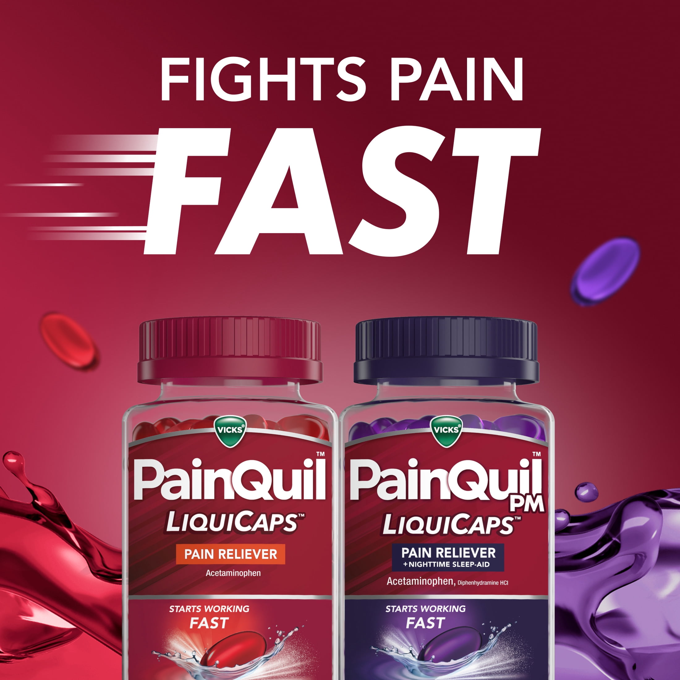 (2 pack) Vicks PainQuil Max Strength Pain Relief LiquiCaps, Day/Night Combo, 200 count