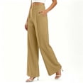 thumbnail image 3 of Mifsaly Womens Work Pants Business Casual Straight Leg Slacks Front Seam Stretch Elegant Comfortable Office Casual Trousers with Pockets Yellow,XL, 3 of 7