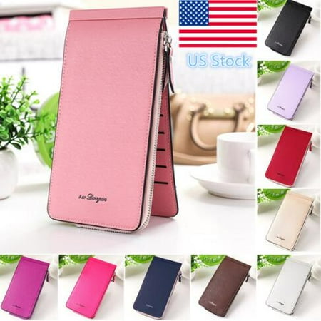 - Women Multi-Card Slot Wallet Long Card Holder Case Clutch Purse Zipper Handbag
