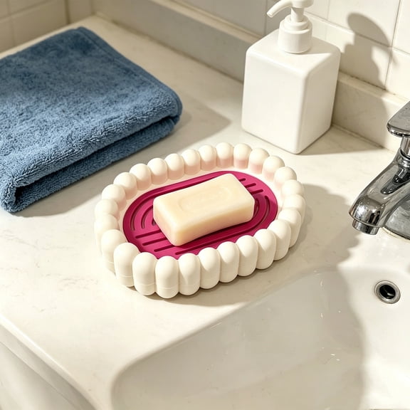 Countertop soap dish, Cloud‑Shaped Double‑Layer Self‑Draining Soap Tray, Functional Soap Holder For Bathroom Sink Kitchen Household Scenarios