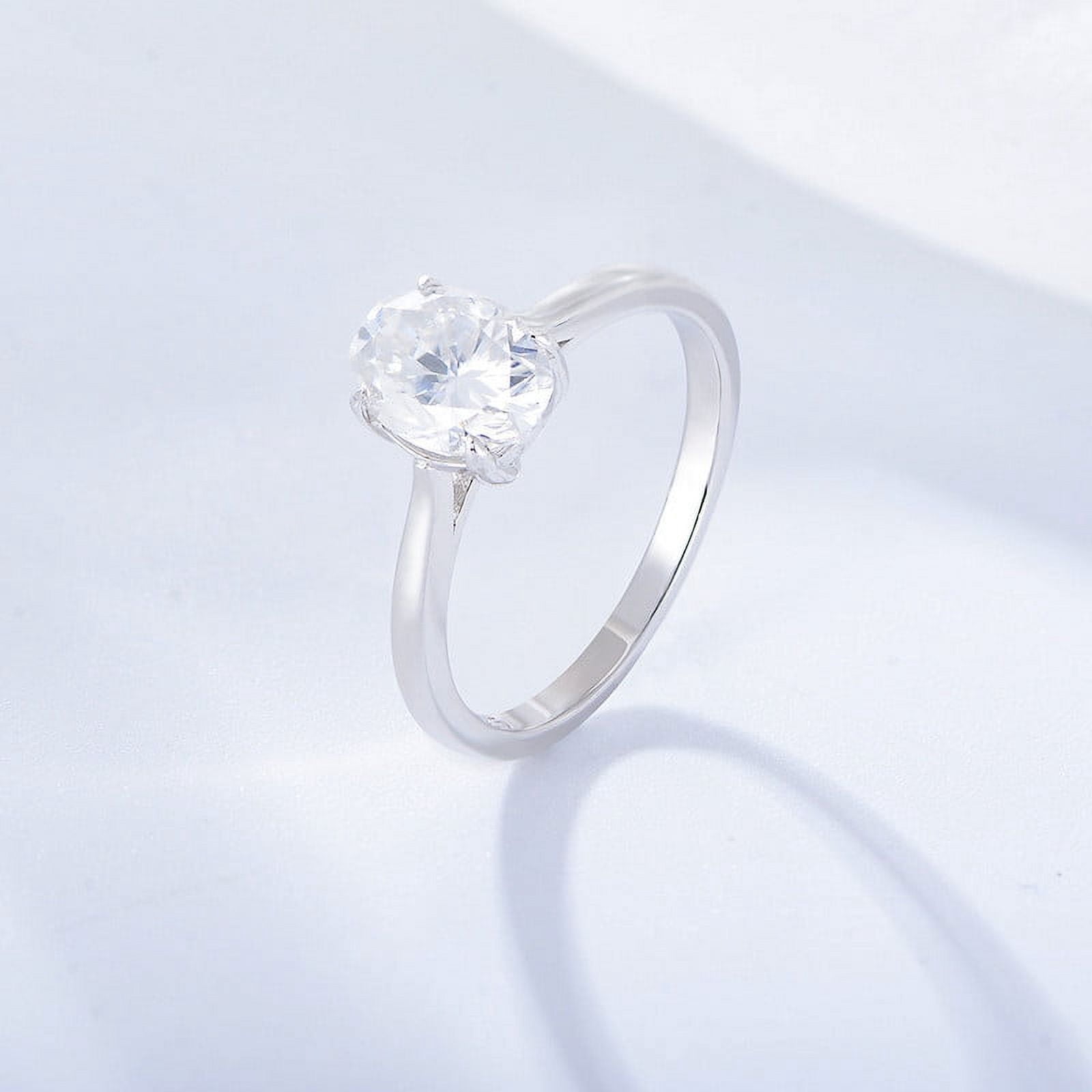 1Ct Diamond Rings for Women - Oval Cut Sterling Silver Ring - Engagement Rings & Wedding Rings for Women