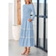 thumbnail image 4 of Vestido PRETTYGARDEN 2025 Floral Boho de Manga Larga Midi S Azul Claro, 4 of 8