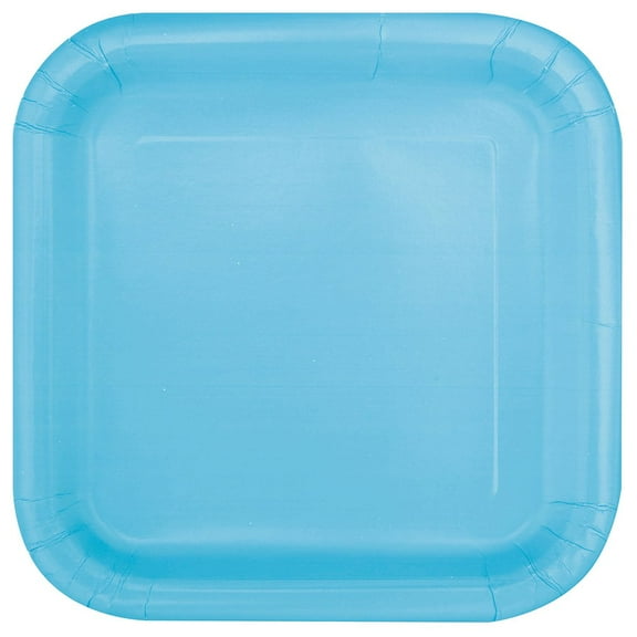 Square Paper Plates, 7 in, Light Blue, 16ct