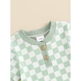 thumbnail image 5 of Bagilaanoe 2pcs Newborn Baby Boy Shorts Set Short Sleeve Checkerboard Print Romper Tops + Shorts 3M 6M 9M 12M 18M Infant Casual Summer Clothes, 5 of 7