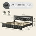 thumbnail image 6 of 4 EVER WINNER King Bed Frame, Upholstered Platform Bed Frame with Headboard and Footboard, Diamond Headboard and Footboard Design, Gray, 6 of 7