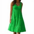 thumbnail image 5 of Robe Femme Col Rond Robe à Bretelles Femme Robe à Bretelles Femme Fille Sans Manches Vêtements de Plage, Vert, m, 5 of 5