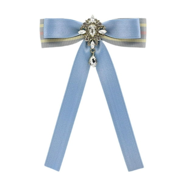 Broche con lazo de cinta, broche de pajarita, broche con lazo preatado, decoración para mujeres y niñas Azul