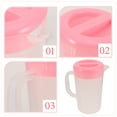 thumbnail image 2 of Contenedor de almacenamiento de bebidas de gran capacidad jarra resistente al calor jarra de plástico jugo de plástico tetera de tetera para el hogar con tapa (rosa), 2 of 6
