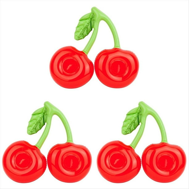 3 Uds. Portavasos Inflable Flotante para Piscina, Anillo Inflable para Bebidas, Portavasos de Cereza de Doble Boca para Piscina