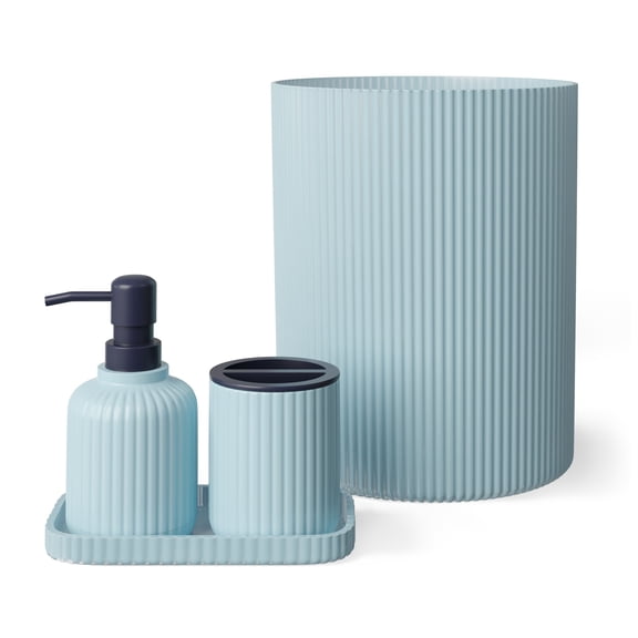 Mainstays Kids Bath Accessory Set, 4 Pieces, Blue