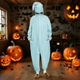thumbnail image 2 of Wyobmus Women's Onesies with Hood Adult Half Zipper Halloween Party Holiday Cosplay Clothes Solid Color Long Sleeve Hooded Jumsuits One-Piece Pajamas B-Blue, 2 of 9