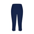 thumbnail image 5 of TQWQT Capri Leggings for Women Flower Cutout High Waisted Yoga Capris 2024 Summer Cropped Casual Solid Comfy Lounge Pajams Pants Navy S, 5 of 5