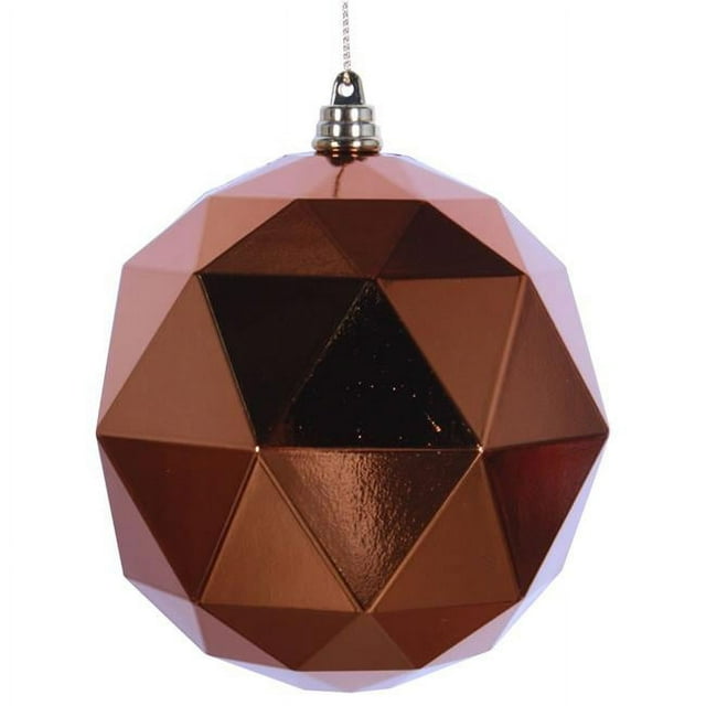 Vickerman M177588DS 8 in. Copper Shiny Geometric Christmas Ornament Ball