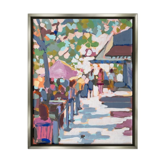 Stupell Industries Abstract City Market Abstract Painting Gray Floater Framed Canvas Art Print Wall Art, 17 x 21