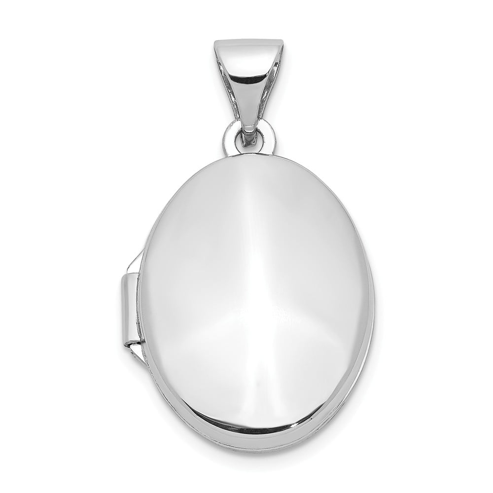 14K White Gold Charm Pendant Locket 25 mm 17 Polished