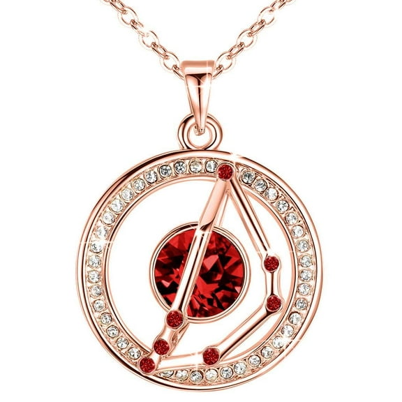 Leafael "Superstar Zodiac Constellation Pendant Necklace Made with Premium Crystal December January Birthstone Horoscope Jewelry, Capricorn, 14k Rose Gold Plated, 18" 2"