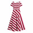 thumbnail image 5 of Karymi Stripe Boat Neck Short Sleeve Midi Dress, Vertical & Diagonal Stripe Patchwork Side Pockets Flowy A-Line Casual Sundress Easter Dresses for Women 2026, 5 of 5