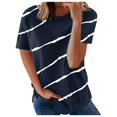 thumbnail image 2 of DPTALR Femmes Casual Manches Courtes Coutures Col Rond Pull T-shirt Mince, 2 of 3