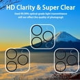 thumbnail image 3 of 3 Pack Camera Lens Protector for iPhone 15 Pro Max / iPhone 15 Pro, 9H Hardness Tempered Glass, Ultra HD, Anti-Scratch, Case Friendly [Does not Affect Night Shots], 3 of 7