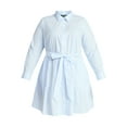 thumbnail image 5 of Terra & Sky Women's Plus Size Tiered Shirt Dress with Long Sleeves, Sizes 0X-5X, 5 of 5