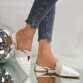 thumbnail image 6 of Bxsruta Women's Plus Size Pointed-Toe Low Block Heel Mules, Embossed Faux Leather Slip-On Slippers for Indoor and Outdoor Casual Wear with Padded Insole, 6 of 8