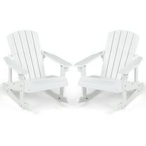 Gymax Kids Fir Wood Outdoor Rocking Chair, White (Set of 2)