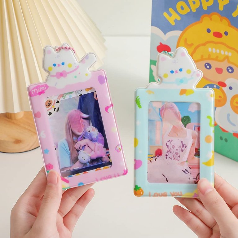 K Y KANGYUN Credit Card Holder for Women 2 Pack, Transparent Plastic Small Credit Card Holder Protector Sleeve Unisex (Pink&Blue)
