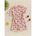 thumbnail image 2 of Suealasg Kids Baby Girl Summer 2Pcs Outfits Short Sleeve Floral/Bow/Fruit Print Tops + Shorts Set 1T 2T 3T 4T 5T Toddler Girl Clothes, 2 of 6