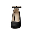 thumbnail image 6 of BLISSFUL STEP Women's Round Toe Ankle Strap Stiletto High Heels Pumps -PU Black-PU 7, 6 of 7