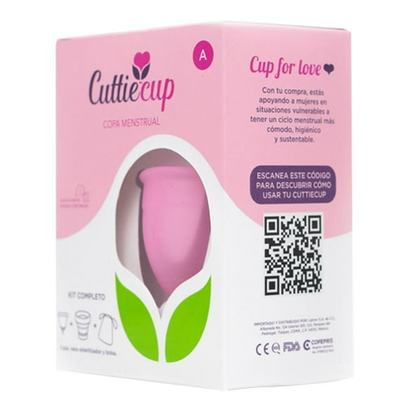 Copa Menstrual A Cuttiecup Kit completo copa, vaso esterilizador y bolsa